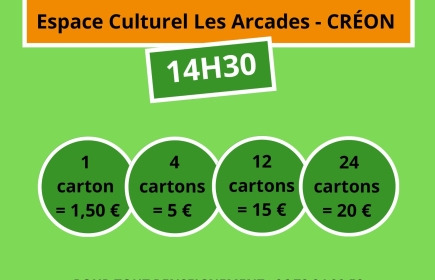 Le RC de Créon organise un LOTO le samedi 2 novembre. De nombreux lots à gagner. Venez nombreux !